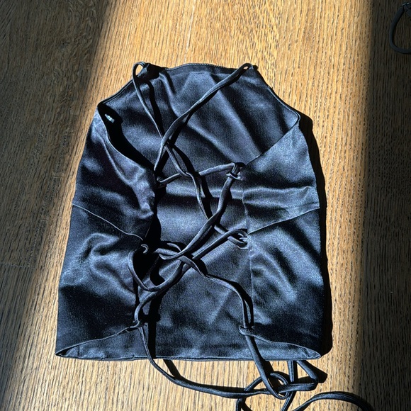 SHINY BLACK ZARA TOP - size small - Picture 2 of 3